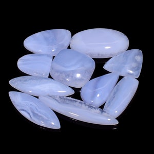 Natürliche Blaue Spitze Achat Lot 16X12 39X8 mm 140 Karat Blaue Spitze Achat Edelstein Lot 10 Stück Lot Blaue Spitze Achat Cabochon für die Herstellung von Schmuck