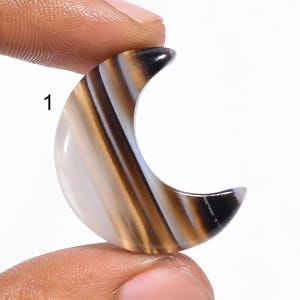 Agate noire naturelle du Botswana, pierre précieuse en croissant de lune, cabochon d'agate noire du Botswana, pierre d'agate noire du Botswana pour la fabrication de bijoux
