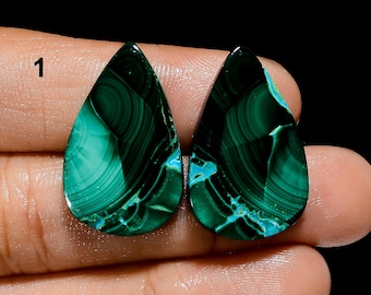 Natural Chrysocolla Malachite Pair, Malachite Chrysocolla Gemstone Pair Chrysocolla Malachite Cabochon Pair Stone Pair For Making Earrings