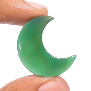 Pedra preciosa calcedônia verde natural em forma de lua crescente calcedônia verde cabochão pedra calcedônia para fazer joias (igual à imagem)