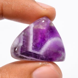 Natural Chevron Amethyst Cabochon, Fancy Shape Chevron Amethyst Gemstone, 25X20X6 mm 26 Carat Amethyst Stone For Making Jewelry Gift For Her
