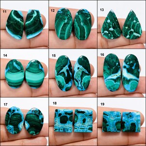 Natural Chrysocolla Malachite Pair, Malachite Chrysocolla Gemstone Pair Chrysocolla Malachite Cabochon Pair Stone Pair For Making Earrings image 3
