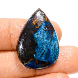 Cabochão de azurita natural, pedra preciosa solta, linda pedra preciosa de azurita, pedra de cristal de azurita para fazer joias (igual à imagem