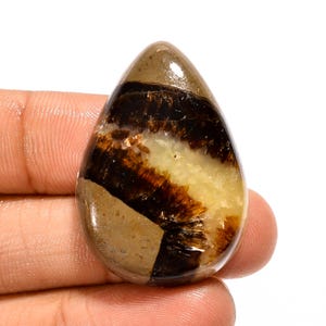 Cabochon septarien en forme de poire, pierre gemme septarienne jaune naturelle, 35X25X7 mm, pierre septarienne en vrac, cristal septarien jaune pour la fabrication de bijoux
