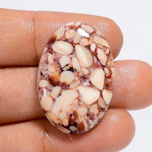 Brèche de chert naturel, forme ovale, cabochon de brèche de chert, 30X21X6 mm, cristal de guérison en pierre en vrac pour la fabrication de bijoux