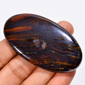 Natürlicher Eisen Tigerauge Edelstein, ovale Form Tigerauge Kristall 59X32X6 mm 148 Karat Eisen Tigerauge Cabochon Loser Stein für die Herstellung von Schmuck