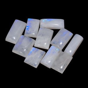 Natural Rainbow Moonstone Lot 17X13 23X11 mm 165 Carat Rainbow Moonstone Gemstone Lot 10 Pieces Lot Rectangle Shape Moonstone Cabochon Lot