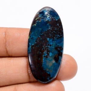 Natural Azurite Cabochon Loose Gemstone, Oval Shape Beautiful Azurite Gemstone 38X18X6 mm 47 Carat Azurite Crystal Stone For Making Jewelry