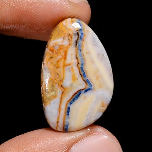 Natural Blue Scheelite Gemstone Fancy Shape Blue Scheelite Crystal 25X16X5 mm 21 Carat Scheelite Cabochon Scheelite Stone For Making Jewelry