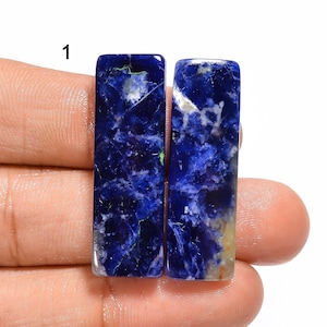 Paire de sodalite naturelle Cabochon en vrac Paire de pierres précieuses de sodalite Paire de pierres de sodalite pour faire des boucles d'oreilles (comme sur la photo)