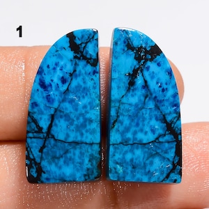 Paire d'azurite naturelle cabochon en vrac Paire de pierres précieuses azurite Paire de pierres azurite pour faire des boucles d'oreilles (les paires comme sur la photo