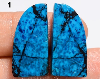 Natural Azurite Pair Cabochon Loose Gemstone Pair Azurite Gemstone Azurite Stone Pair For Making Earrings (Pairs As Picture