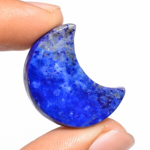 Cabochon de lapis-lazuli naturel, pierre précieuse de lapis-lazuli en forme de lune, 26 x 20 x 6 mm, pierre de cristal de lapis lazuli de 30 carats pour la fabrication de bijoux
