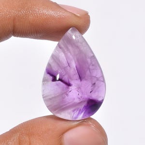 Natural Trapiche Amethyst Cabochon Pear Shape Chevron Amethyst Gemstone 28X20X7 mm 27 Carat Amethyst Stone For Making Jewelry Gift For Her