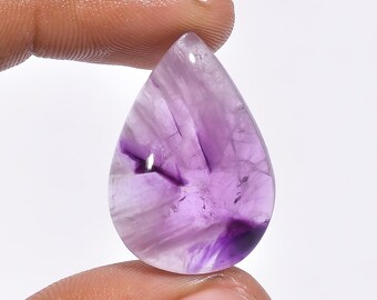 Cabochão de ametista trapiche natural em forma de pêra Chevron Ametista Gemstone 28X20X7 mm 27 quilates Ametista Pedra para fazer joias Presente para ela