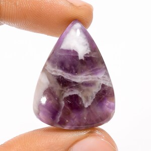 Natural Chevron Amethyst Cabochon, Pear Shape Chevron Amethyst Gemstone, 28X21X7 mm 34 Carat Amethyst Stone For Making Jewelry Gift For Her