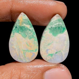 Paire de pierres précieuses en variscite naturelle, forme poire Paire de variscites, 20 x 11 x 2 mm Paire de cabochons variscite 14 carats en vrac Paire de cristaux variscite