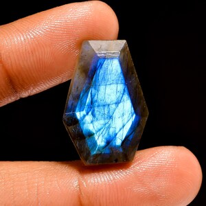Natural Blue Fire Labradorite Cabochon Loose Gemstone 24X16X6 mm 19 Carat Labradorite Gemstone Coffin Shape Labradorite For Making Jewelry