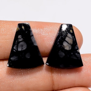 Paire de pierres précieuses en jaspe Picasso naturel 28 x 14 x 4 mm 15 carats Paire de jaspe Picasso en forme de poire Paire de cristaux de jaspe Picasso pour faire des boucles d'oreilles