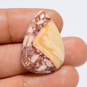 Brèche de chert naturel, pierre précieuse en forme de poire, cabochon de brèche de chert, 27X18X6 mm, cristal de guérison en pierre en vrac pour la fabrication de bijoux