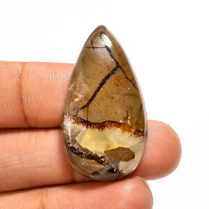 Cabochon à septariens en forme de poire avec pierres précieuses septariennes jaunes naturelles 35X20X7 mm, pierre septarienne en vrac, cristal septarien jaune pour la fabrication de bijoux