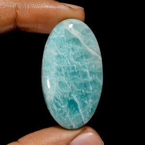 Pietra preziosa sciolta cabochon di forma ovale naturale dell'amazzonite per la realizzazione di gioielli 47 carati 38X21X6 mm