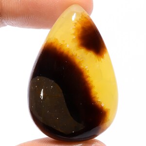 Cabochon septarien jaune naturel avec pierre septarienne 35X23X7 mm, pierre septarienne en vrac 48 carats, cristal septarien jaune pour la fabrication de bijoux