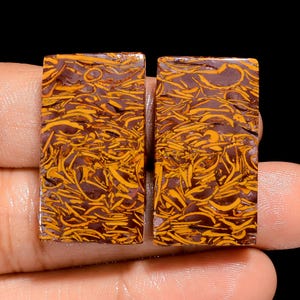 Paire de pierres précieuses en vrac en cabochon de Mariam Jasper naturel 30 x 16 x 4 mm 55 carats en forme de rectangle Paire de pierres de Mariam Jasper pour faire des boucles d'oreilles