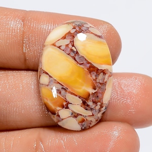 Brèche de chert naturel, forme ovale, cabochon de brèche de chert, 27X18X6 mm, cristal de guérison en pierre en vrac pour la fabrication de bijoux