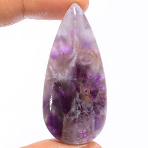 Natural Amethyst Gemstone Pear Shape Amethyst Cabochon Crystal Amethyst Stone 50X23X6 mm 61 Carat Amethyst For Making Jewelry