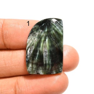 Cabochon de séraphinite naturelle, pierre précieuse de séraphinite de génie, belle pierre de cristal de séraphinite pour la fabrication de bijoux (pierre comme photo