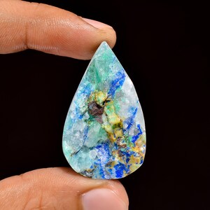 Pietra preziosa naturale di azzurrite Druzy Pietra grezza di azzurrite, pietra preziosa sciolta, forma a pera Azzurrite 37X23X11 mm 60 carati di azzurrite Druzy per la creazione di gioielli