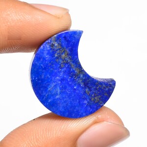 Cabochon de lapis-lazuli naturel, pierre précieuse de lapis-lazuli en forme de lune, 21 x 18 x 5 mm, pierre de cristal de lapis lazuli 18 carats pour la fabrication de bijoux