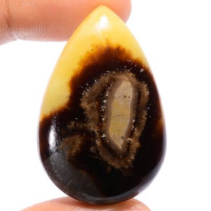 Cabochon septarien jaune naturel avec pierre septarienne 38X25X7 mm, pierre septarienne en vrac 55 carats, cristal septarien jaune pour la fabrication de bijoux