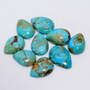 Lotto di pietre preziose turchesi, lotto di 9 pezzi, lotto di turchese a forma di pera, cabochon 13 x 9, 15 x 10 mm, turchese da 34 carati per la creazione di gioielli.