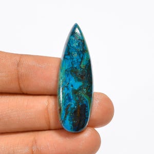 Natural Azurite Cabochon Loose Gemstone, Pear Shape Beautiful Azurite Gemstone 41X14X7 mm 36 Carat Azurite Crystal Stone For Making Jewelry