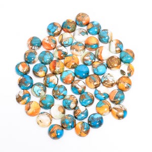 Cristal turquesa em formato redondo, pedra turquesa de cobre ostra, tamanho pequeno de 10 mm, formato circular, turquesa ostra para fazer joias