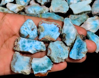 Natural Larimar Slice Rare Larimar Rough Slab Raw Larimar Spiritual Decorative Slice Raw Slab Larimar Rough For Making Jewelry Size 15-25 mm