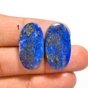 Paire de cabochons en lapis-lazuli naturel Paire de pierres précieuses en lapis-lazuli Belle paire de lapis-lazuli, paire de pierres pour faire des boucles d'oreilles (paires comme photo