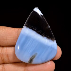 Opale bleue naturelle d'Owyhee, forme de poire, Cabochon d'opale bleue d'Owyhee, 48 x 36 x 7 mm, 80 carats, opale bleue d'Owyhee, pierre non fixée pour la fabrication de bijoux