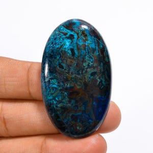 Natural Azurite Cabochon Loose Gemstone, Oval Shape Beautiful Azurite Gemstone 47X28X6 mm 81 Carat Azurite Crystal Stone For Making Jewelry