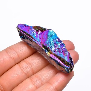 Pietra grezza di opale rivestita in titanio, forma grezza, opale grezza, 61X20X17 mm, 109 carati, cristallo di opale Aura, opale rivestita in titanio metafisico