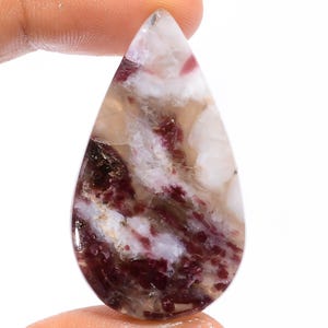 Gemma di tormalina rosa naturale, cabochon di tormalina rosa a forma di pera, 42 x 23 x 4 mm, pietra di cristallo di tormalina rosa da 35 carati per la creazione di gioielli.