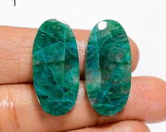 Natural Chrysocolla Pair Cabochon Loose Gemstone Pair  Chrysocolla Stone Pair For Making Earring Gift For Her Stone As Picture
