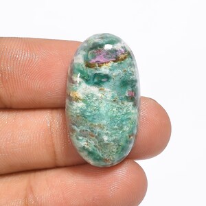 Natural Ruby Fuchsite Cabochon Loose Gemstone 28X15X7 mm 29 Carat Pink Dot Ruby Fuchsite Oval Shape Ruby Fuchsite Stone For Making Jewelry