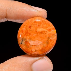 Cabochon turquoise orange de forme ronde, 23X23X4 mm, pierre turquoise orange 20 carats pour la fabrication de bijoux