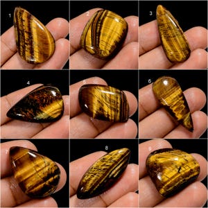 Natürlicher Tigerauge Edelstein, Tigerauge Mix Form Cabochon Tigerauge Stein, loser Edelstein, für die Herstellung von Schmuck (Samen wie Bild