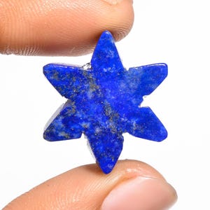 Cabochon de lapis-lazuli naturel, pierre précieuse de lapis-lazuli en forme d'étoile, 24 x 21 x 6 mm, pierre de cristal de lapis lazuli 24 carats pour la fabrication de bijoux