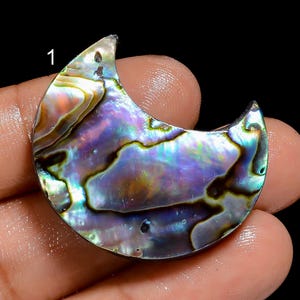 Piedra preciosa de concha de abulón natural en forma de media luna, piedra de cristal de concha de abulón, hermoso cabujón de concha de abulón para hacer joyas