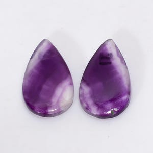 Paire de cabochons en fluorite naturelle, paire de pierres précieuses en vrac 19 x 11 x 3 mm 15 carats en forme de poire Paire de cristaux de fluorite pierre de fluorite pour la fabrication de bijoux